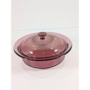 Corning Ware Visions Cranberry 1 Quart V-31-B Casserole Dish & Lid Pyrex Glass